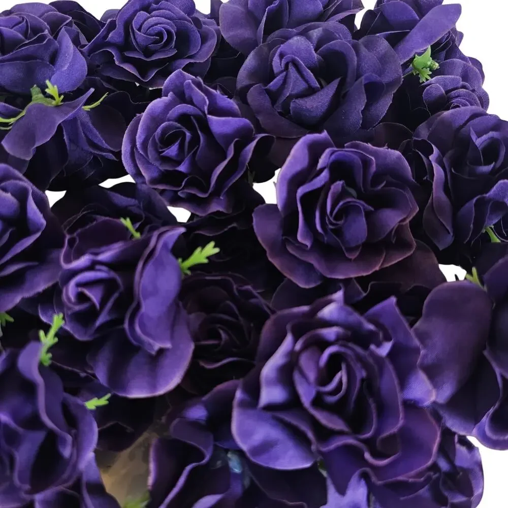 25 Purple Silk Rose Heads Stemless Wedding Floral Craft DIY Wreaths 2.5in